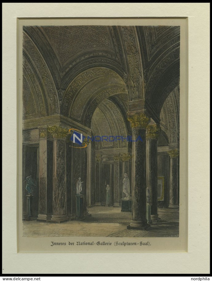 BERLIN: Das Innere Der Nationalgallerie (Skulpturen-Saal) Kolorierter Holzstich Um 1880 - Estampes & Gravures