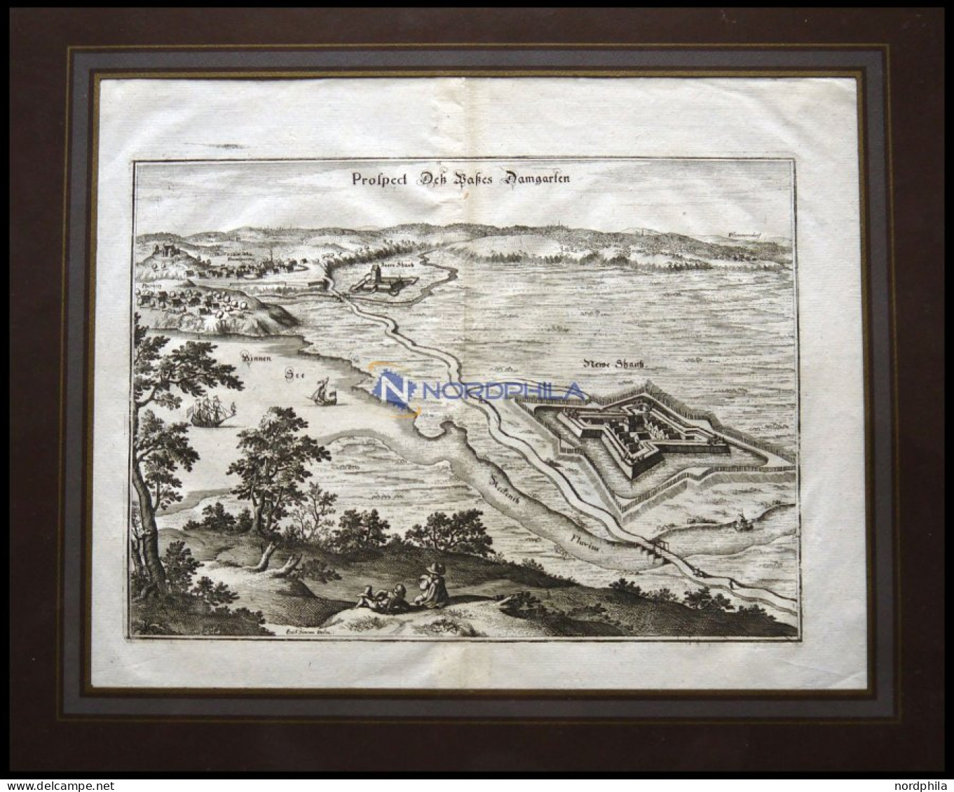 DAMGARTEN, Gesamtansicht Aus Der Vogelschau Mit Der Festung, Kupferstich Von Merian Um 1645 - Stiche & Gravuren
