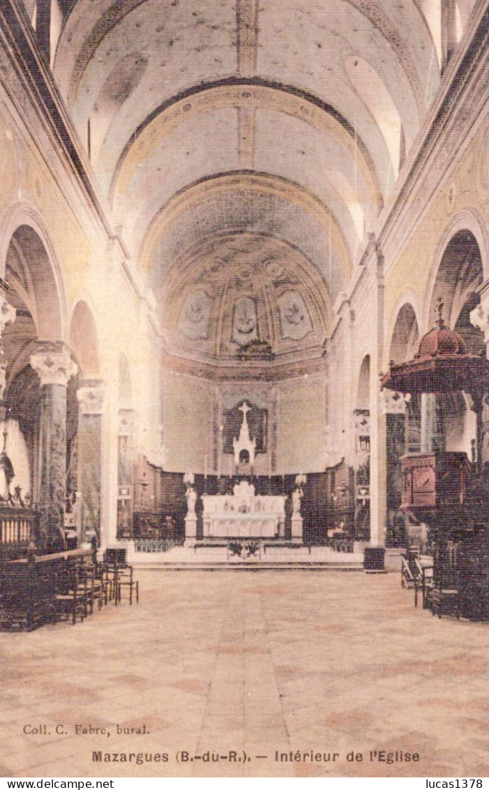 13 / MARSEILLE / MAZARGUES /  INTERIEUR DE  L EGLISE / JOLIE CARTE TISSEE COLORISEE - Quartiers Sud, Mazargues, Bonneveine, Pointe Rouge, Calanques,