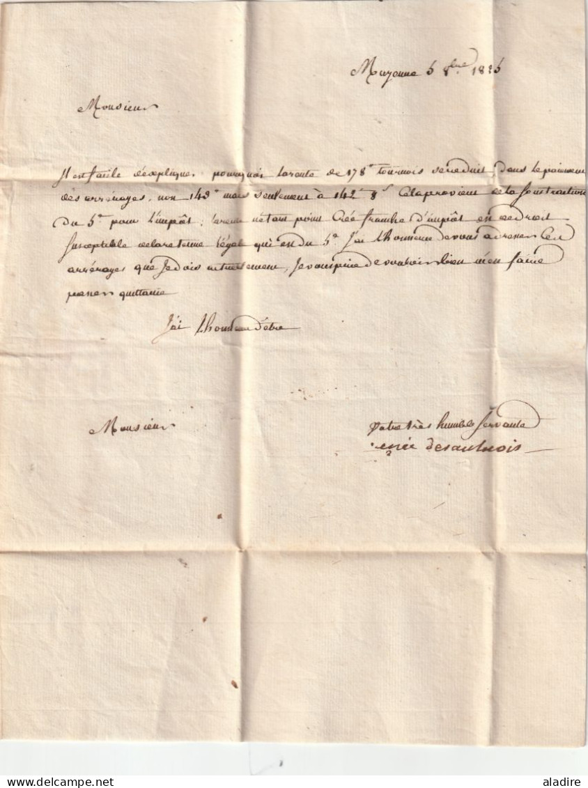 1825 - Marque Postale P 51 P MAYENNE Sur Lettre Pliée En PORT PAYE Vers La Brancherie, Près TOURS, Indre Et Loire - 1801-1848: Vorläufer XIX