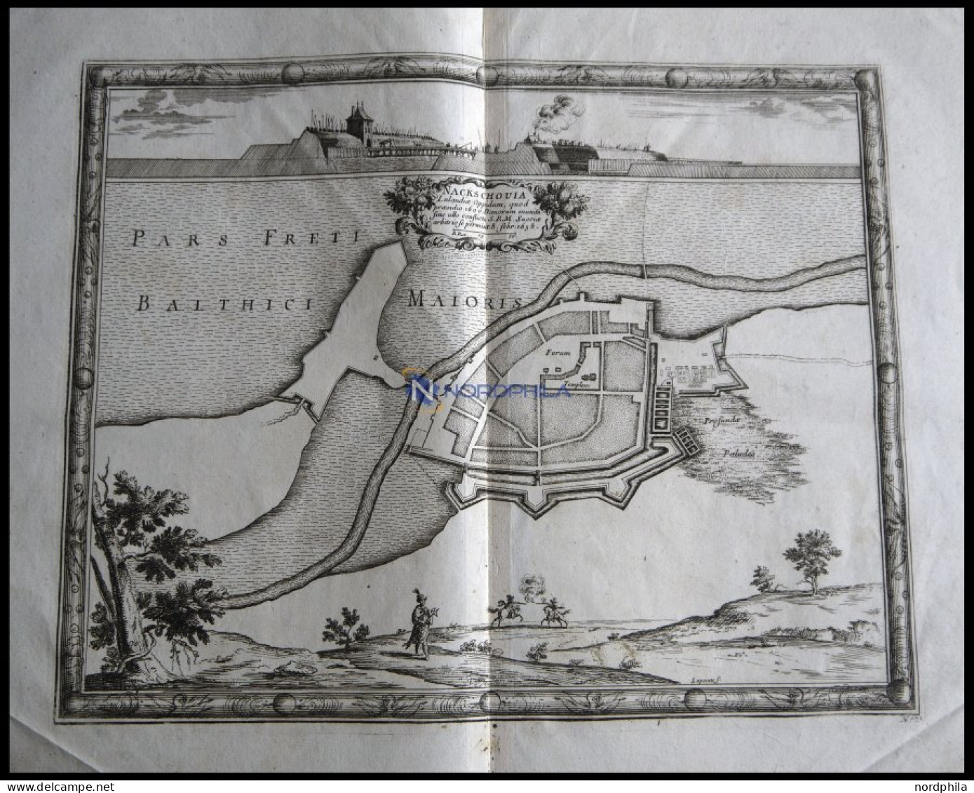 NASKOW In Laland, Dekorativer Stadtplan Mit Umgebung - Lithografieën