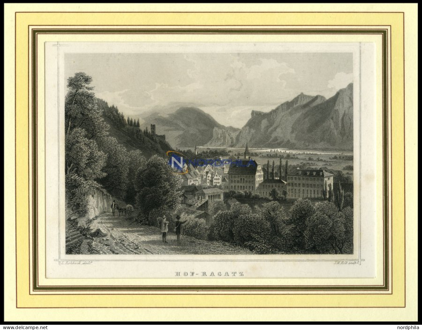 HOF-RAGATZ, Teilansicht, Stahlstich Von Rohbock/Kolb Um 1840 - Lithografieën