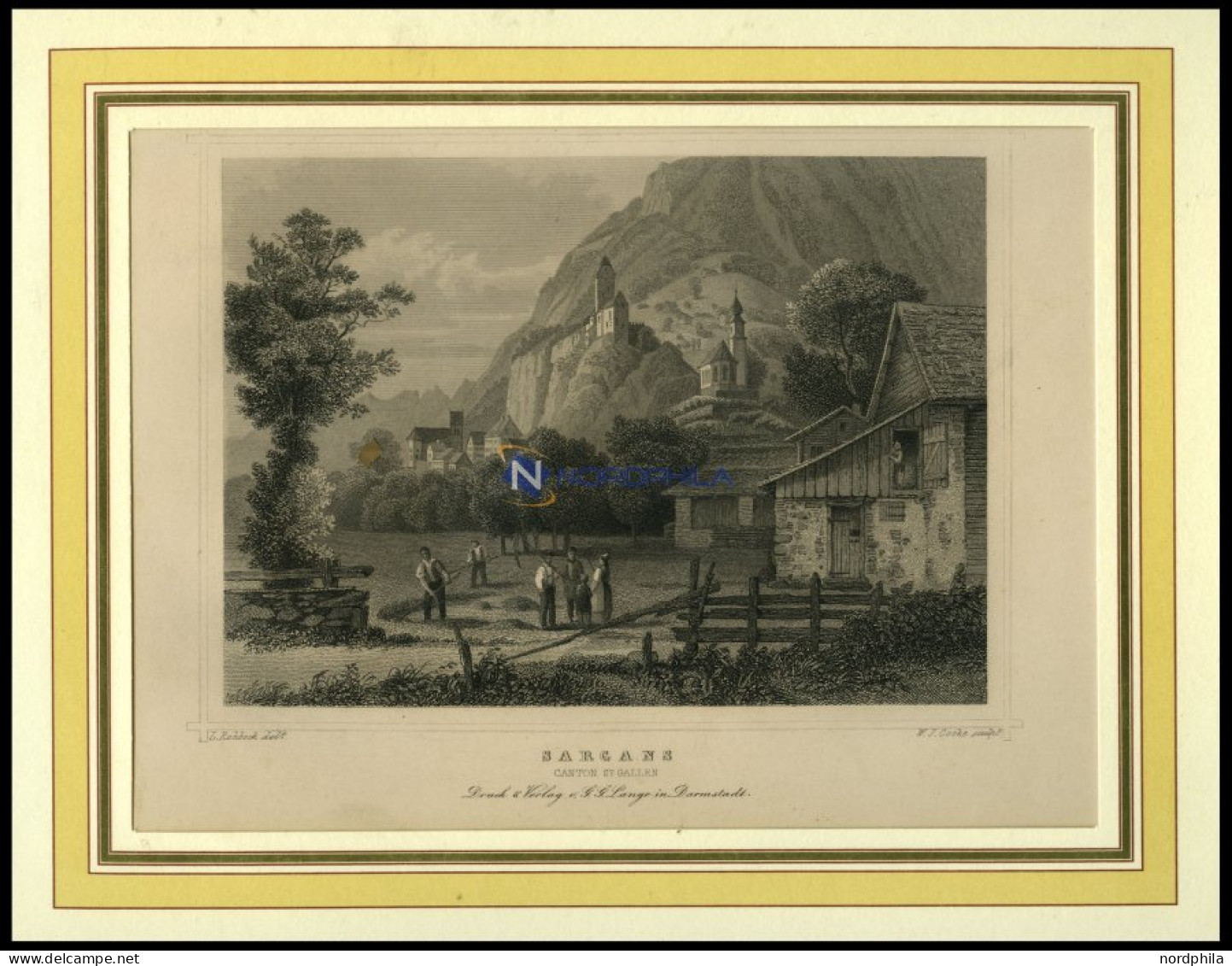 SARGANS, Teilansicht, Stahlstich Von Rohbock/Cooke Um 1840 - Litografía