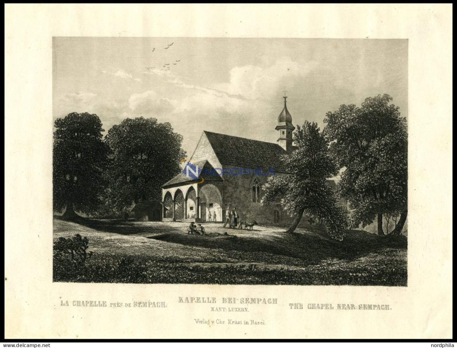 SEMPACH: Die Kapelle, Stahlstich Um 1840 - Lithografieën