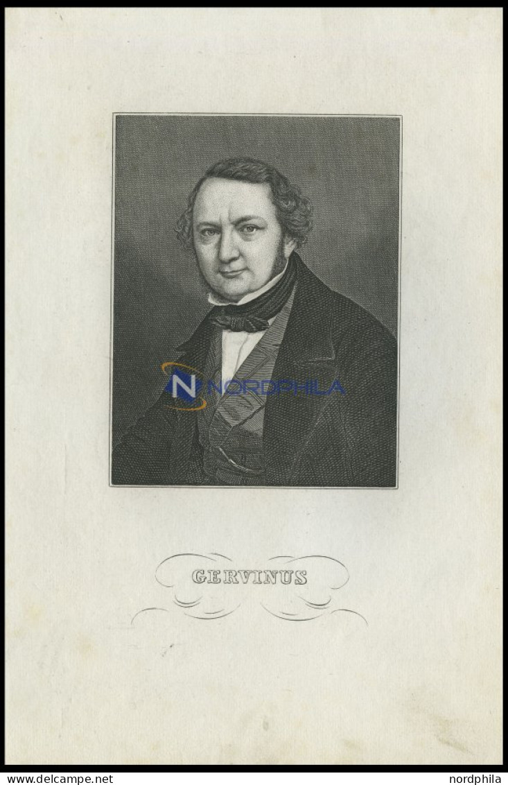 Georg Gottfried Gervinus, Historiker, Stahlstich Um 1840 - Litografía