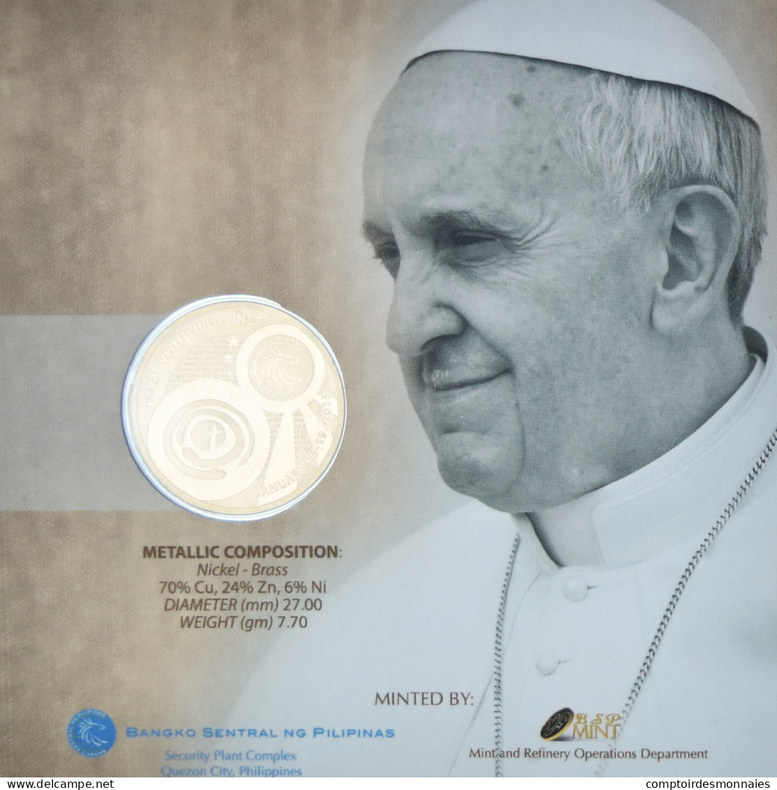 Monnaie, Philippines, 50 Piso, 2015, Manila, Pope Francis's Visit To The - Filippijnen