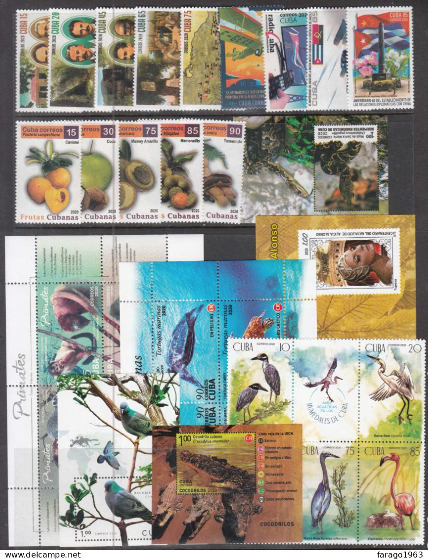 2020 Cuba Complete Year Set 67 Stamps  & 6 Sheets MNH * 75% Face Value - Années Complètes