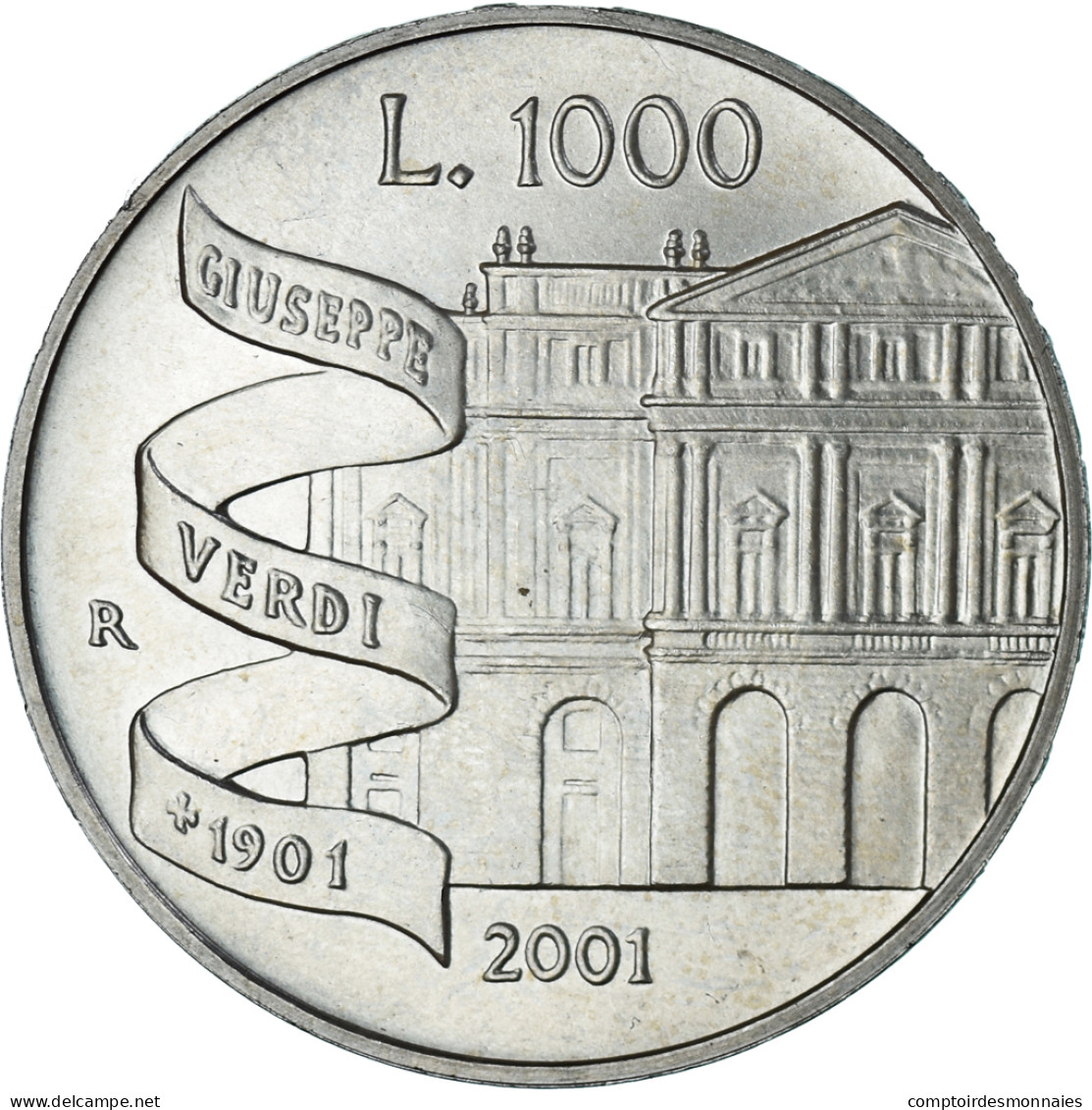 Monnaie, Italie, 1000 Lire, 2001, Rome, Guiseppe Verdi, SPL+, Argent, KM:236 - 1 000 Lire