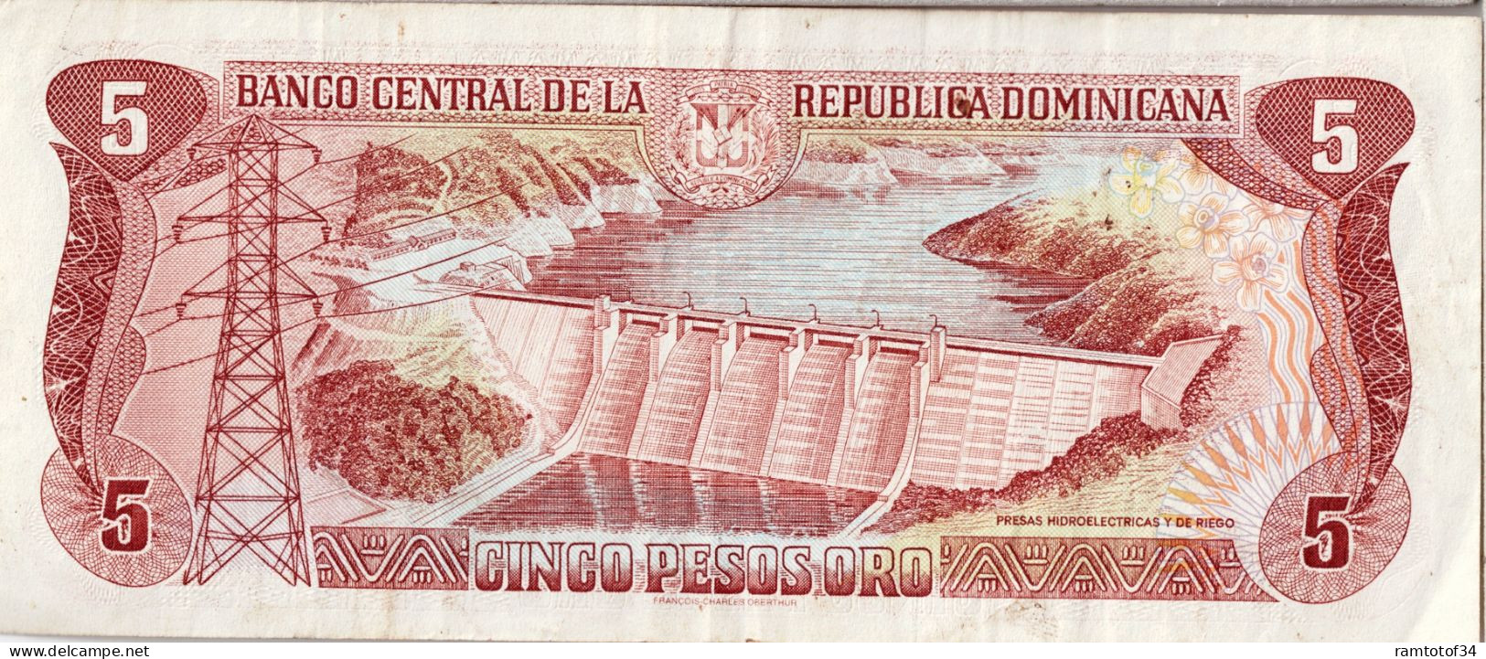 REPUBLIQUE DOMINICAINE - 5 Pesos Oro 1978-1988 - Dominicaine