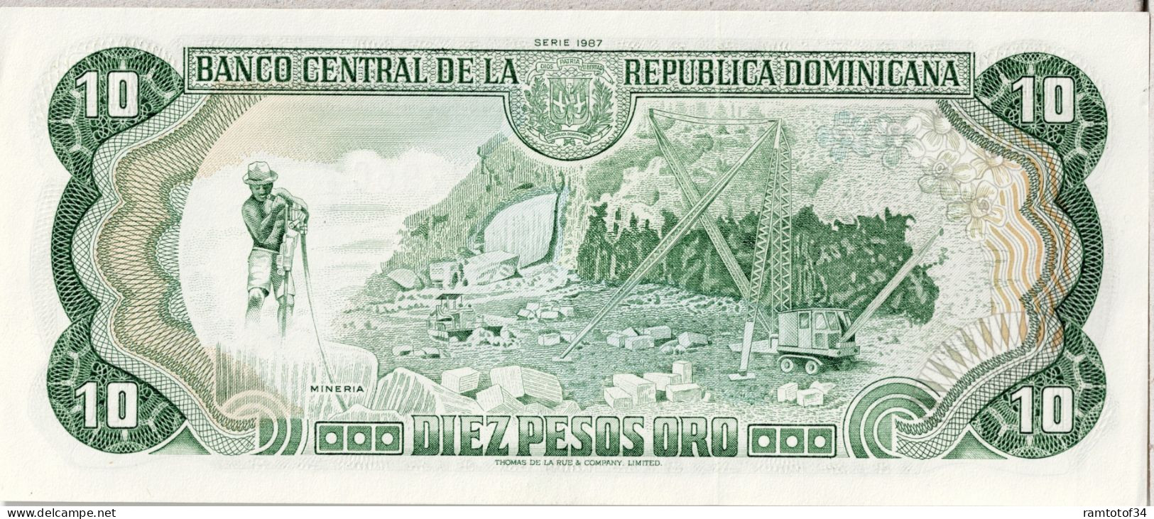 REPUBLIQUE DOMINICAINE - 10 Pesos Oro 1987 UNC - Dominicaanse Republiek