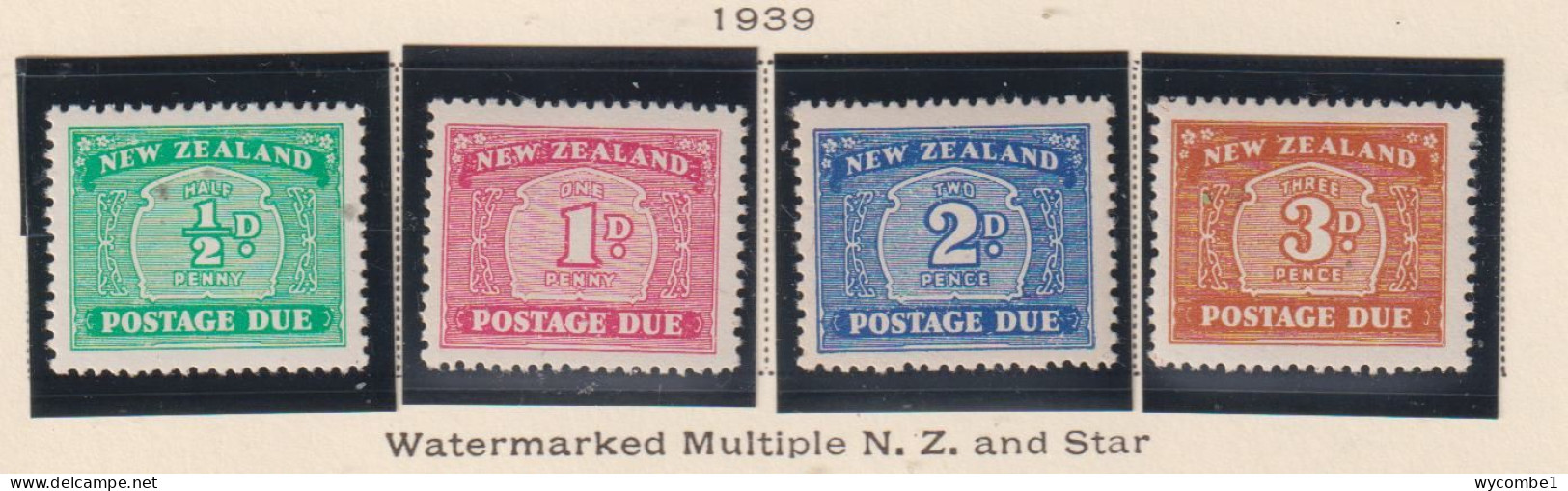 NEW ZEALAND  - 1939 Postage Due  Wmk Mult NZ And Star Set Hinged Mint - Fiscali-postali