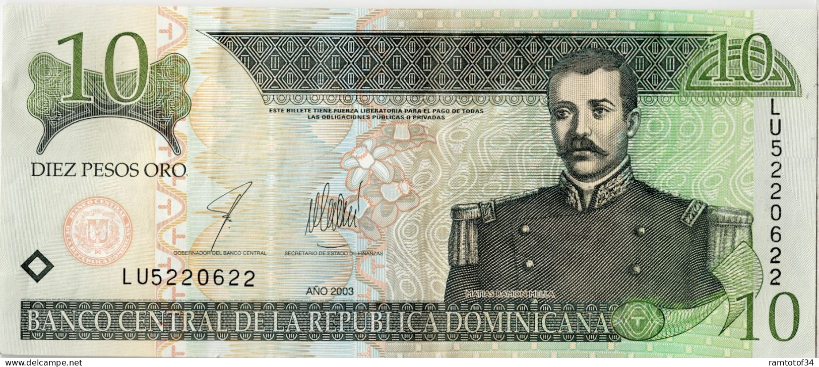 REPUBLIQUE DOMINICAINE - 10 Pesos Oro 2003 - Dominicaanse Republiek