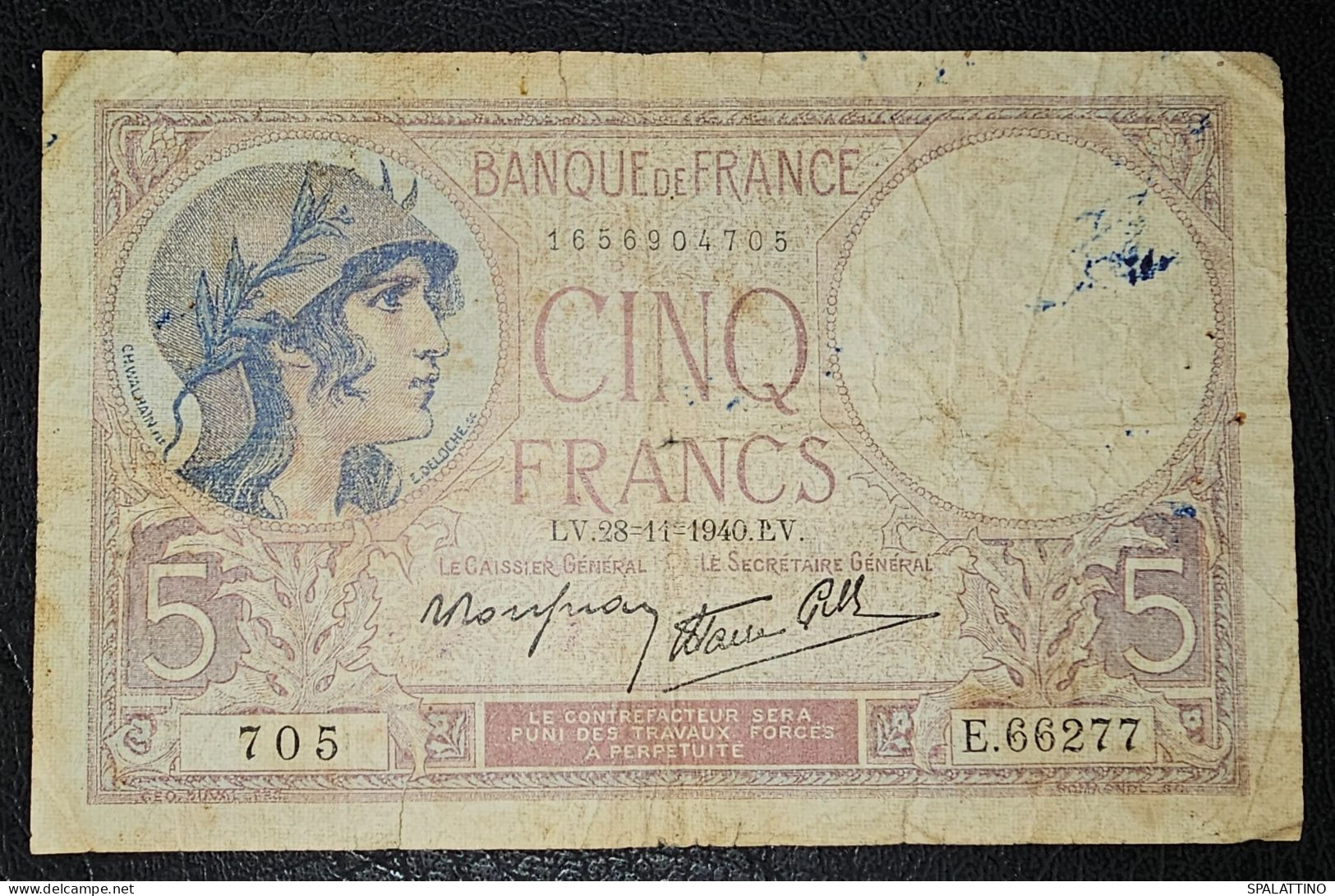 FRANCE- 5 FRANCS 1940. - 5 F 1917-1940 ''Violet''