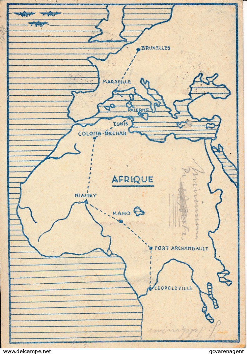 Carte Commémorative Vol Groupe Belgique-Congo   1937   Via Leopoldville  Par Avion Phalene    2 Scans - Altri & Non Classificati