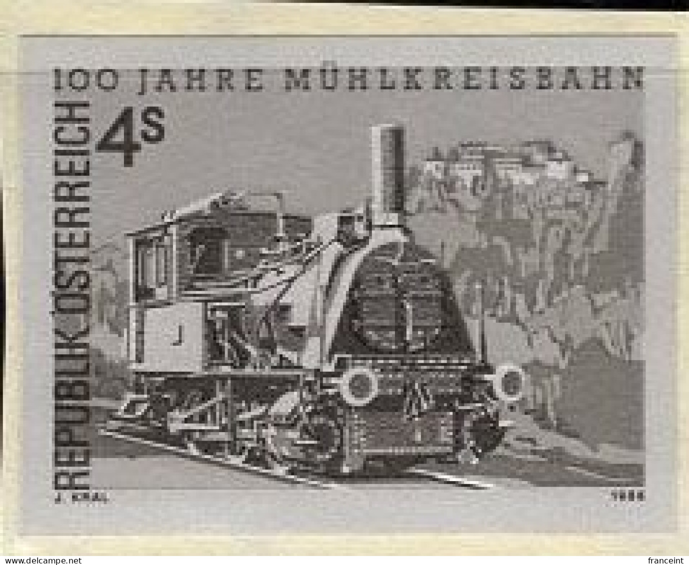 AUSTRIA(1988) Algen Steam Locomotive. Black Print. Scott No 1423, Yvert No 1745. - Proofs & Reprints