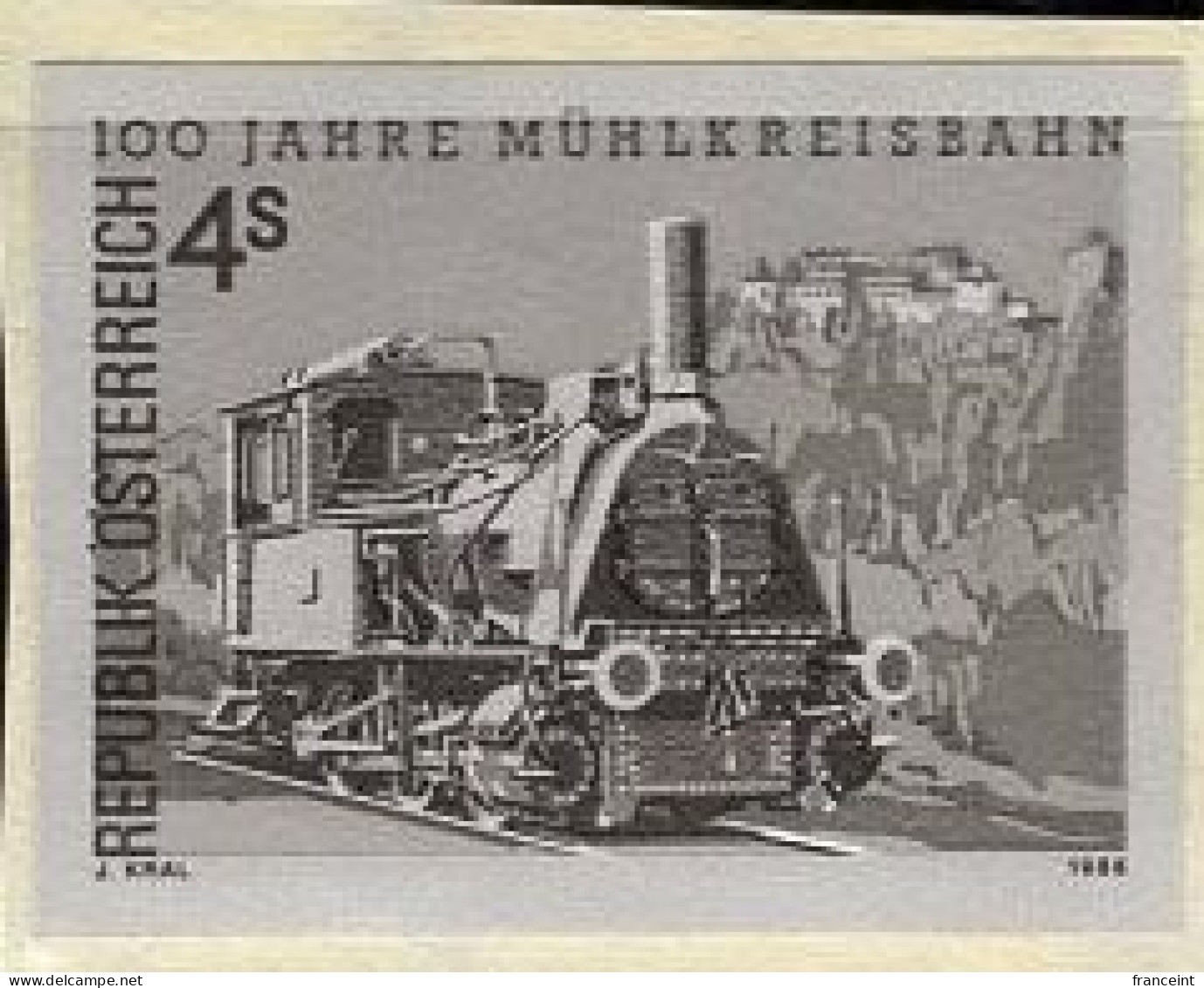 AUSTRIA(1988) Algen Steam Locomotive. Black Print. Scott No 1423, Yvert No 1745. - Ensayos & Reimpresiones