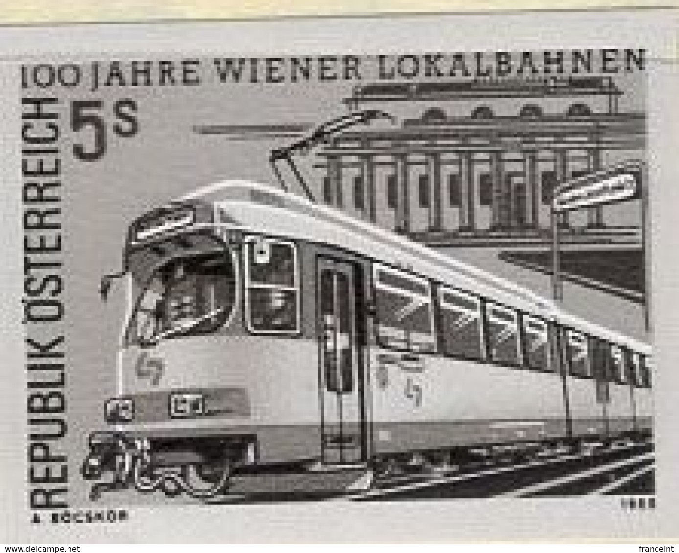 AUSTRIA(1988) Electric Train. Black Print. Scott No 1424, Yvert No 1746. - Proeven & Herdruk