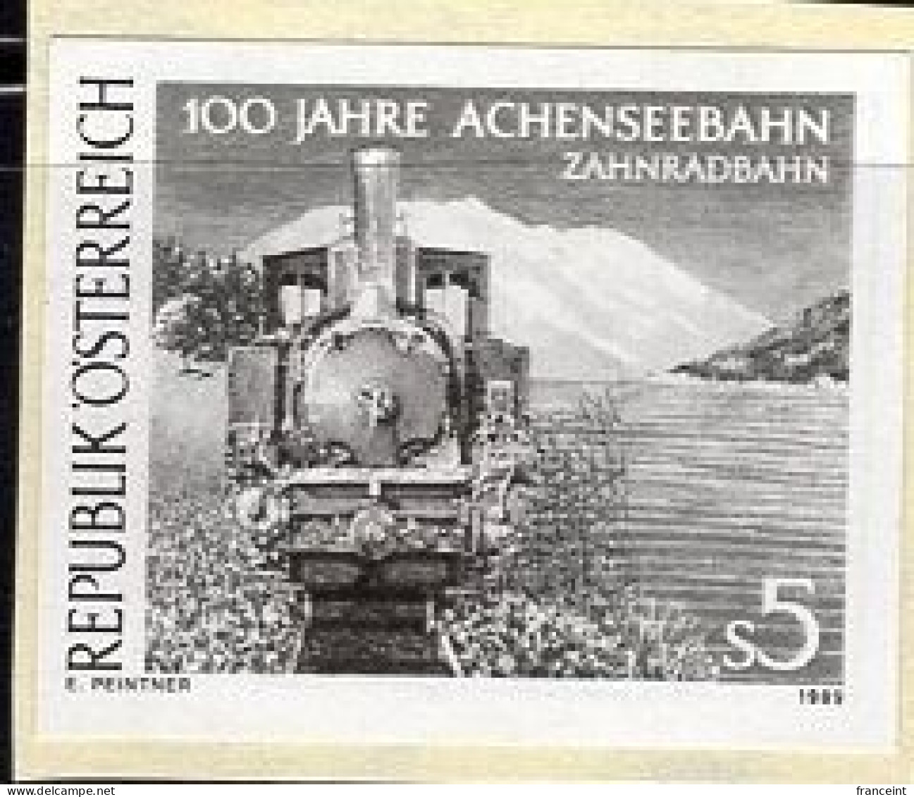 AUSTRIA(1989) Achensee Railway. Black Print. Scott No 1464, Yvert No 1791. - Essais & Réimpressions