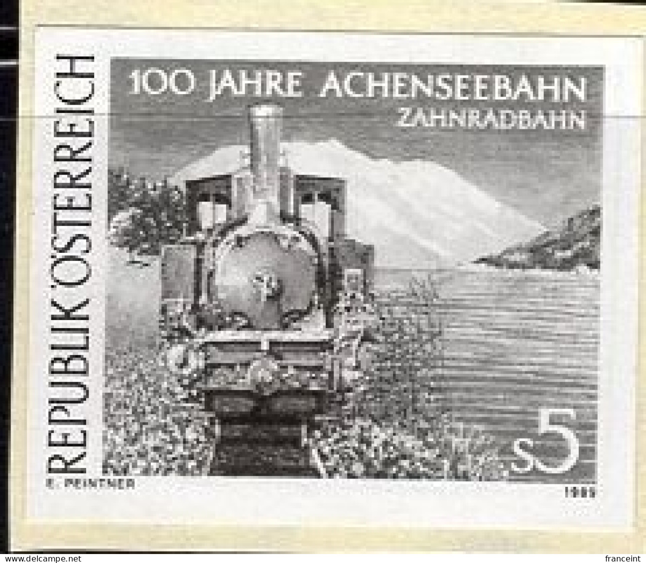 AUSTRIA(1989) Achensee Railway. Black Print. Scott No 1464, Yvert No 1791. - Prove & Ristampe