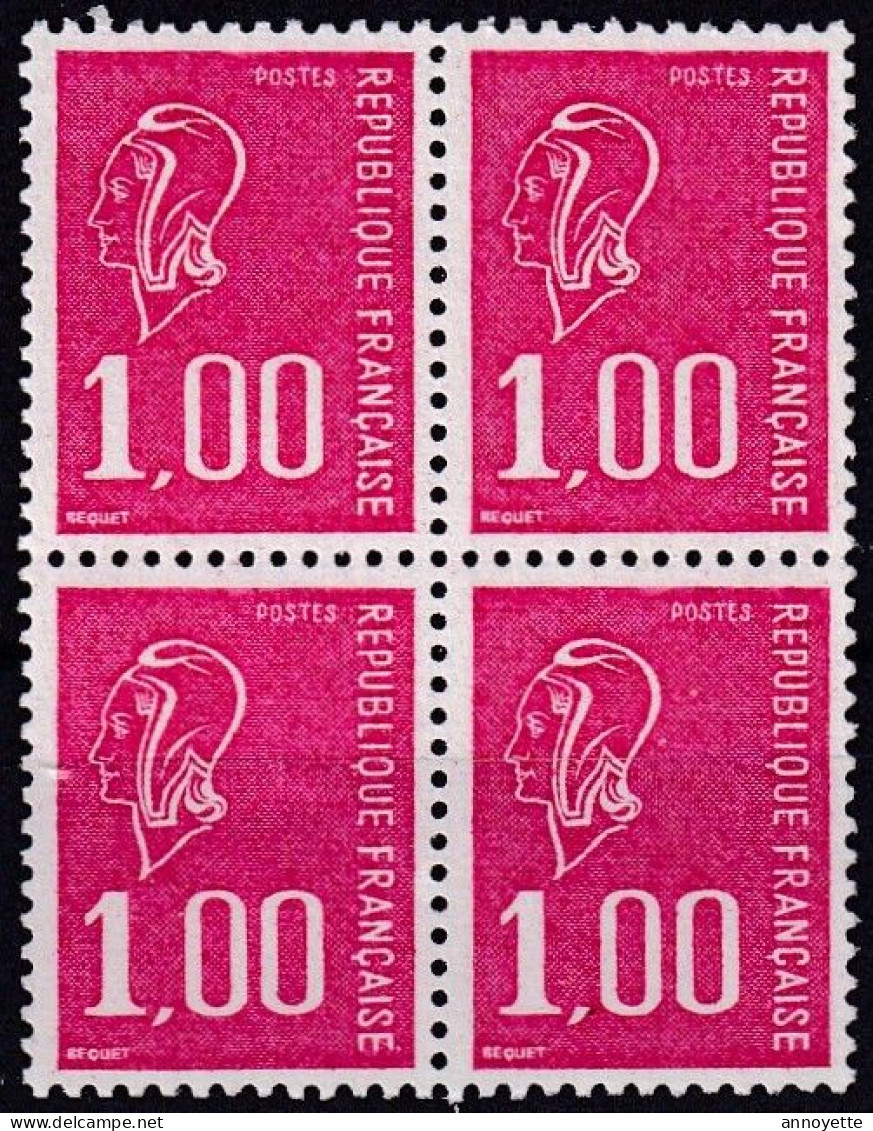 Bloc De 4 T.-P. Gommés Dentelés Neufs**  Type Marianne De Béquet 1 F. Rouge Taille Douce - N° 1892 (Yvert) - France 1976 - 1971-1976 Marianne Van Béquet