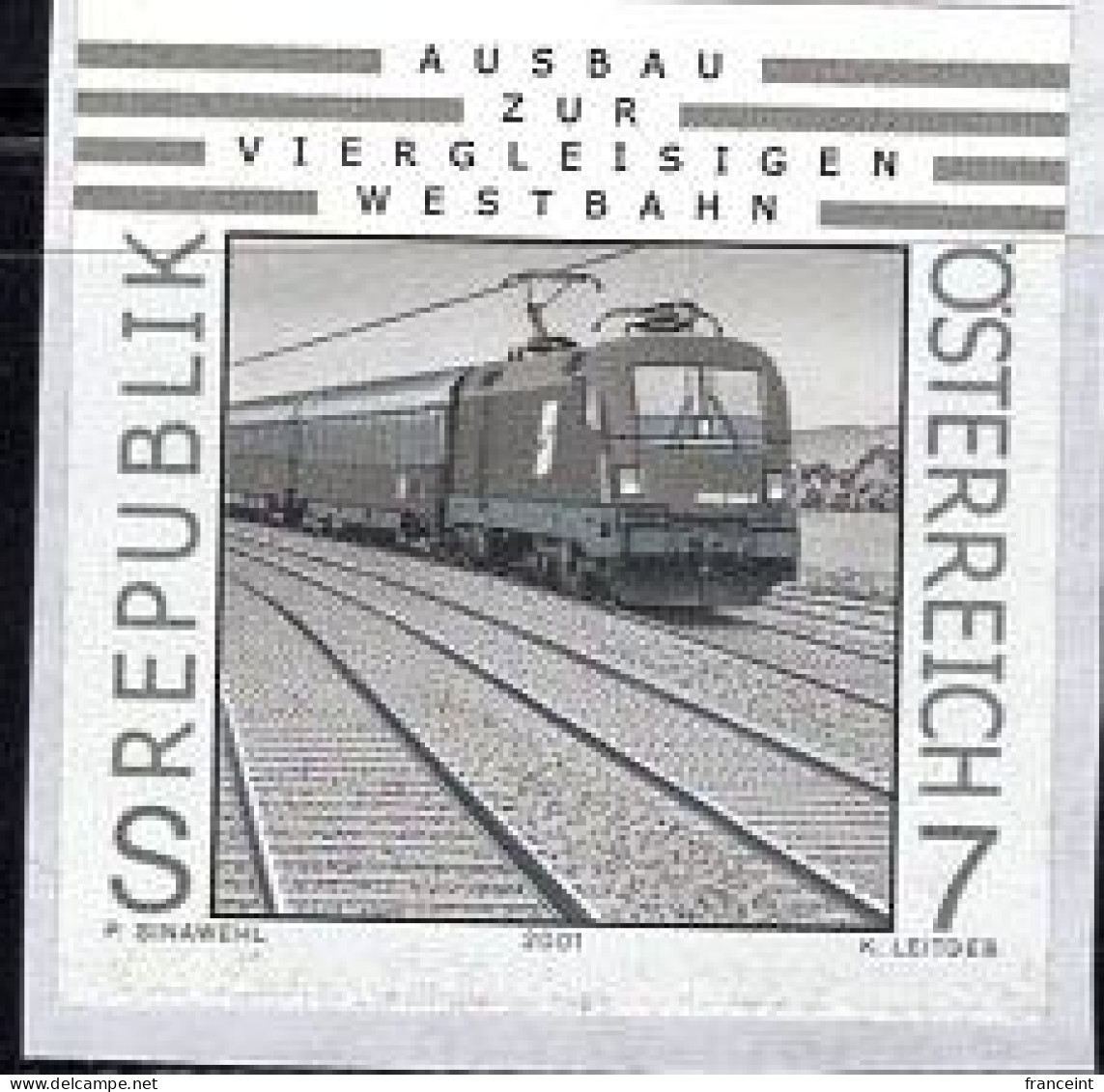 AUSTRIA(2001) Train. Black Print. Conversion To 4 Tracks. Scott No 1850. - Proeven & Herdruk
