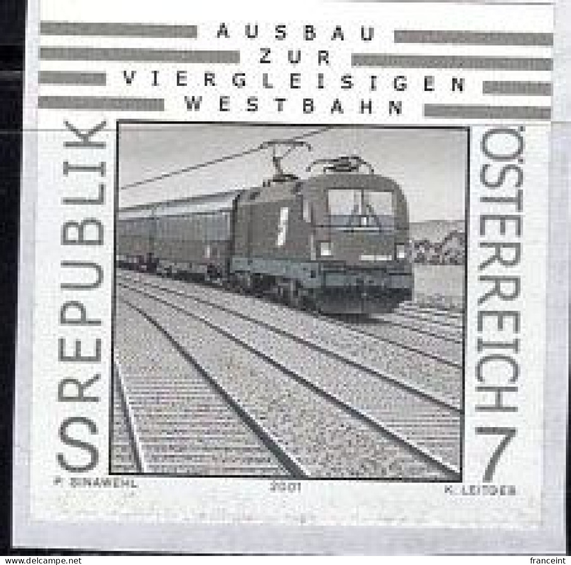 AUSTRIA(2001) Train. Black Print. Conversion To 4 Tracks. Scott No 1850. - Prove & Ristampe