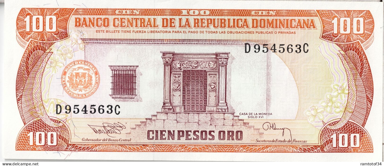 REPUBLIQUE DOMINICAINE - 100 Pesos Oro 1994 UNC - Dominicaine