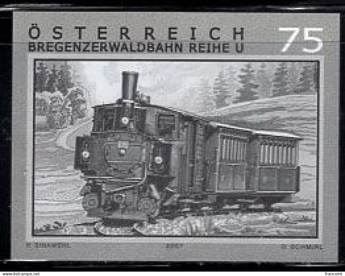 AUSTRIA(2007) Bregenz Forest Railway. Black Print. - Proeven & Herdruk