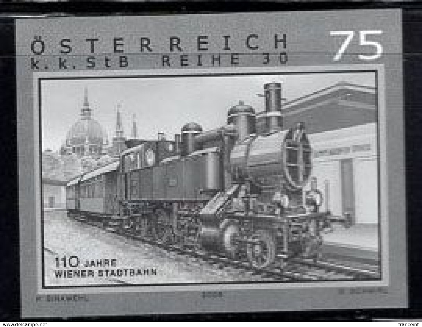 AUSTRIA(2008) Vienna Urban Railway. Black Print. - Proofs & Reprints