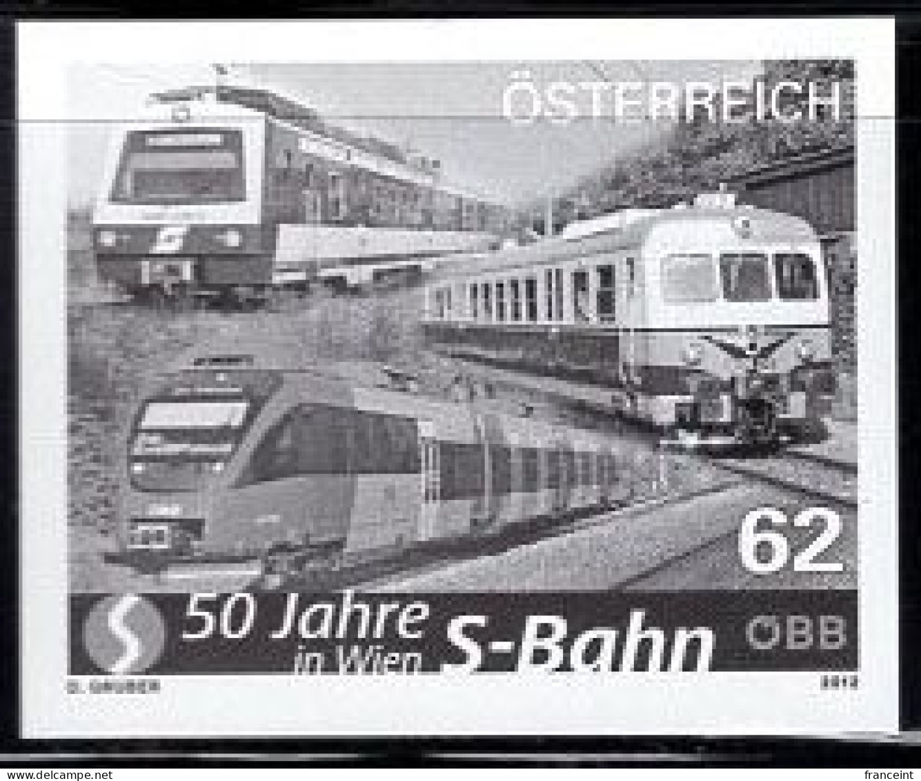 AUSTRIA(2012) S-Bahn Trains. Black Print. 50th Anniversary Of Rapid Transit. - Proofs & Reprints