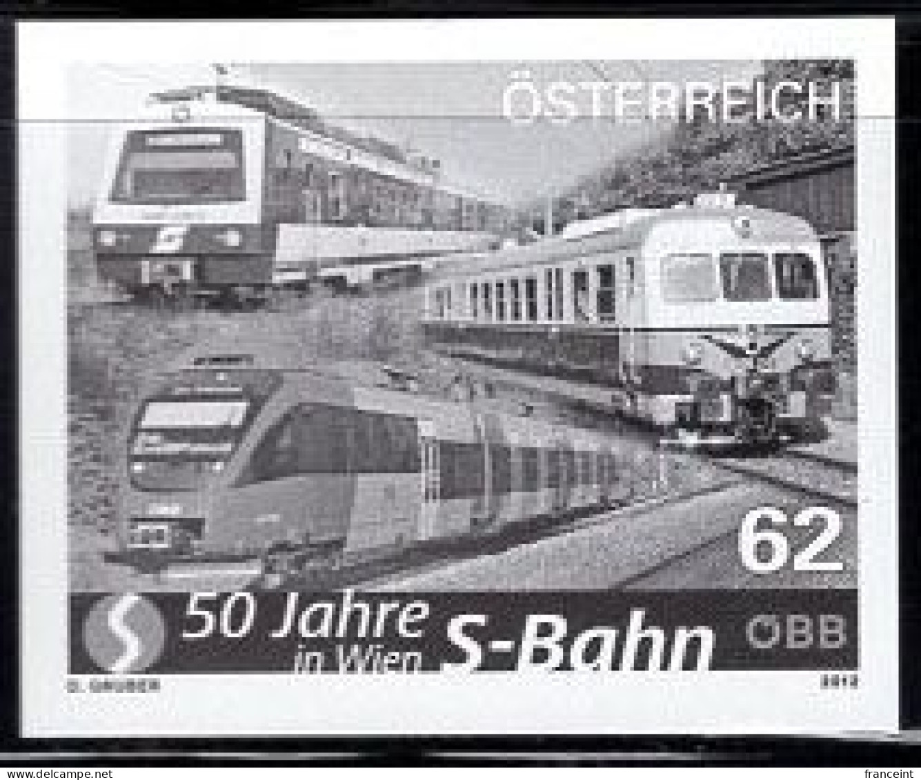 AUSTRIA(2012) S-Bahn Trains. Black Print. 50th Anniversary Of Rapid Transit. - Essais & Réimpressions