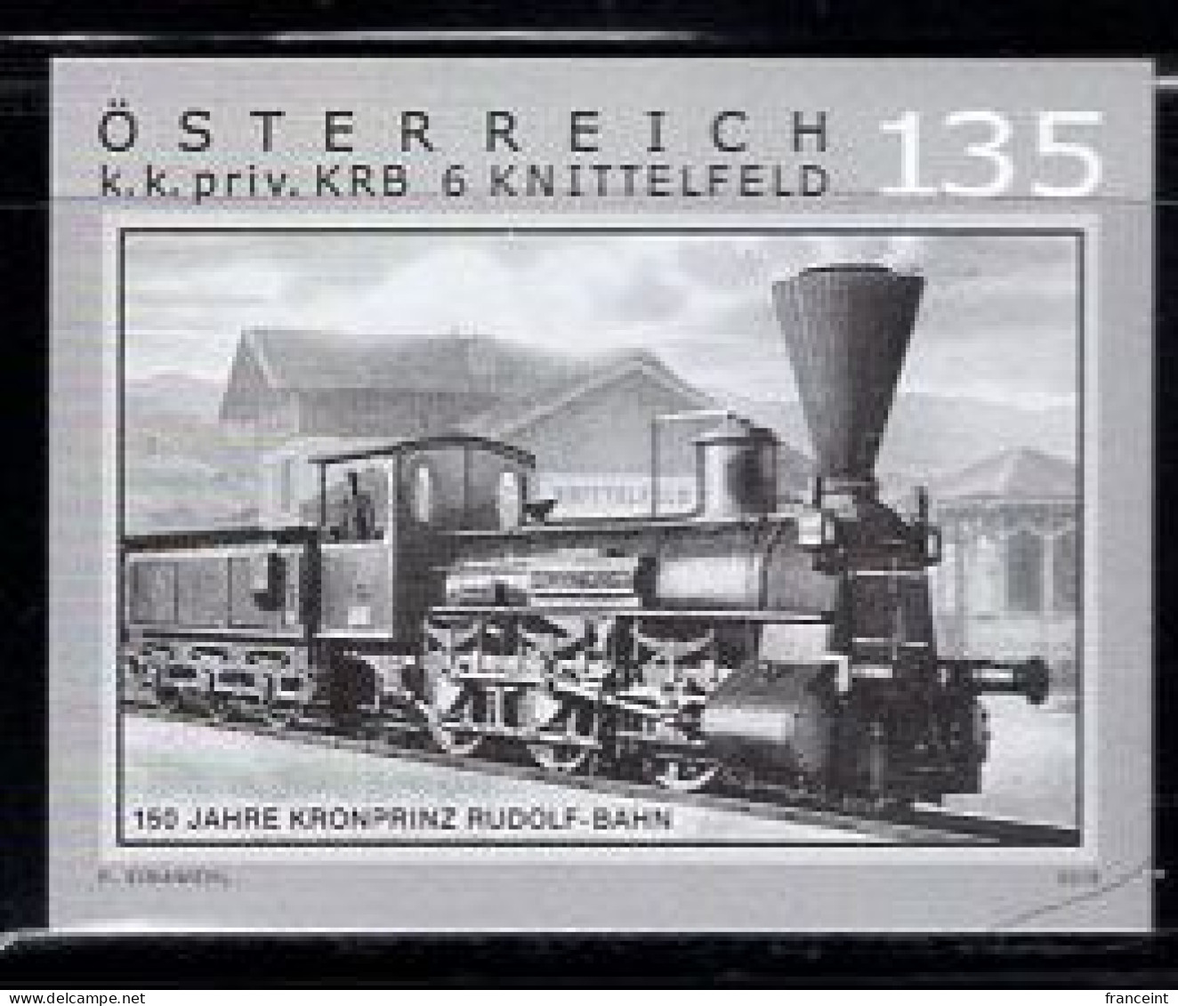 AUSTRIA(2018) Rudolph Railway. Black Print. 150th Anniversary. - Proofs & Reprints