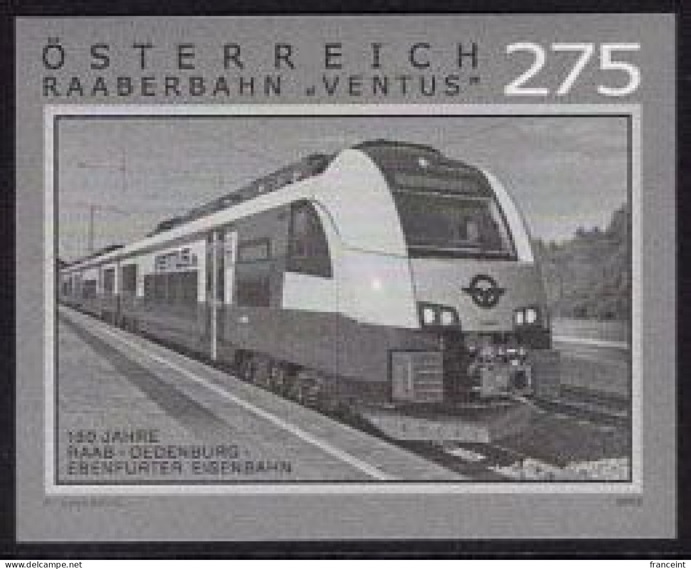 AUSTRIA(2022) Raab-Oedenburg-Ebenfurt Railway 150th Anniversary. Black Print. - Proofs & Reprints