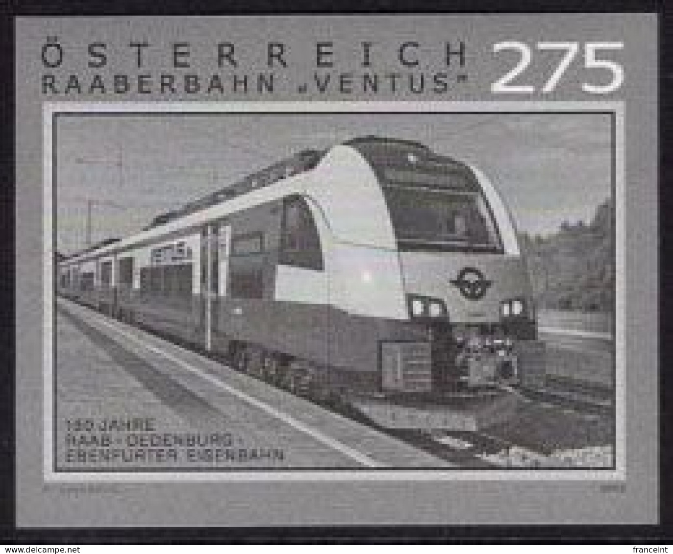 AUSTRIA(2022) Raab-Oedenburg-Ebenfurt Railway 150th Anniversary. Black Print. - Prove & Ristampe