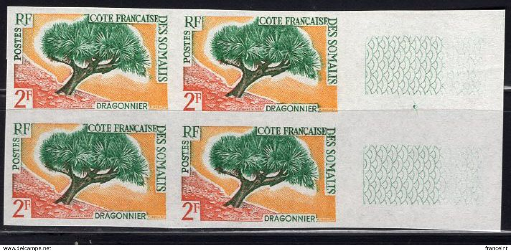 SOMALI COAST(1962) Dragon Tree. Imperforate Block Of 4. Scott No 287, Yvert No 305. - Otros & Sin Clasificación