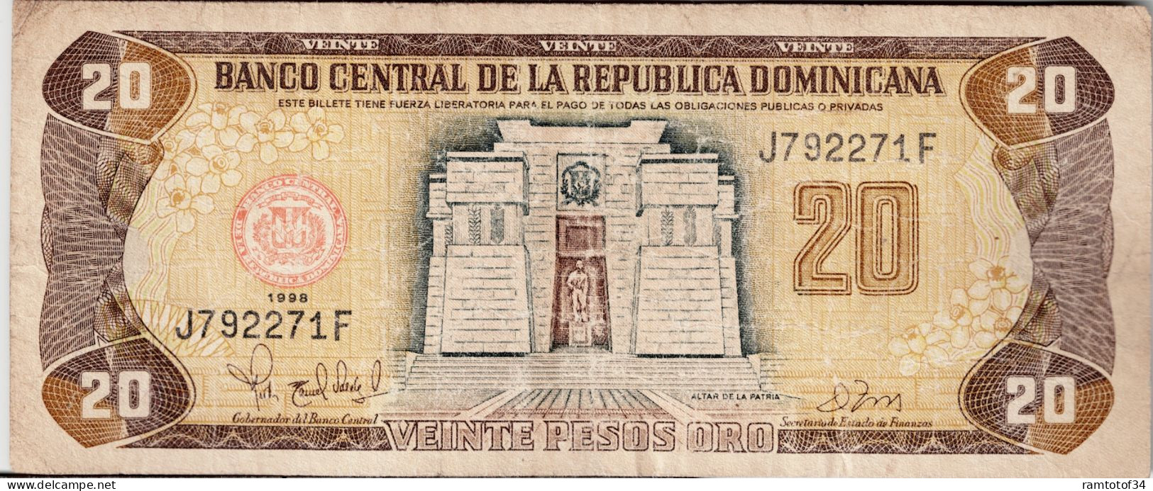 REPUBLIQUE DOMINICAINE - 20 Pesos Oro 1998 (J792271F) - Dominikanische Rep.