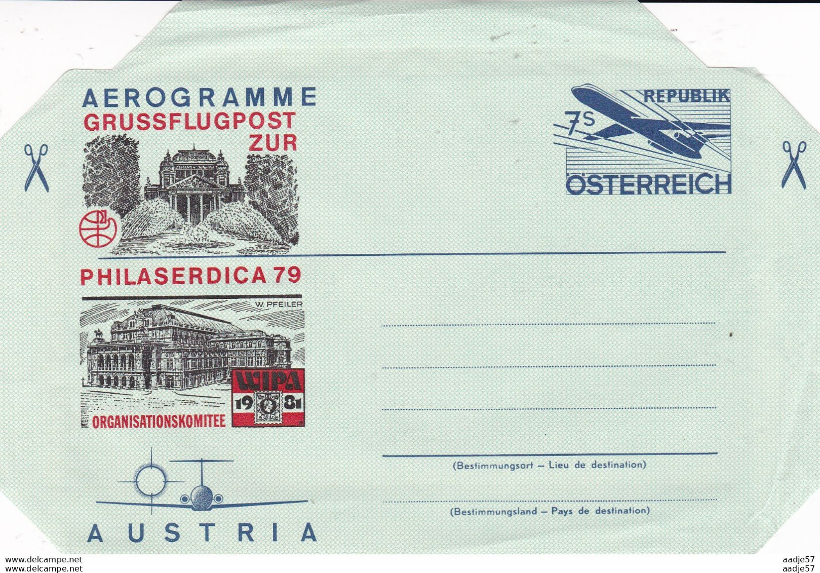 Österreich Ganzsache 1979- Philaserdica WIPA Aerogramm MNH** - Storia Postale