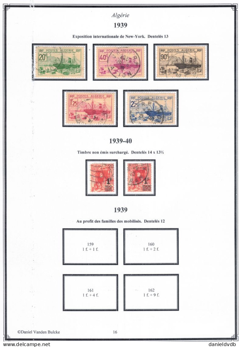 Algérie Collection oblitérée montée sur feuilles d'album: Poste complet > 1939 (158A), à 80% > 1958 + Air, taxe, préos