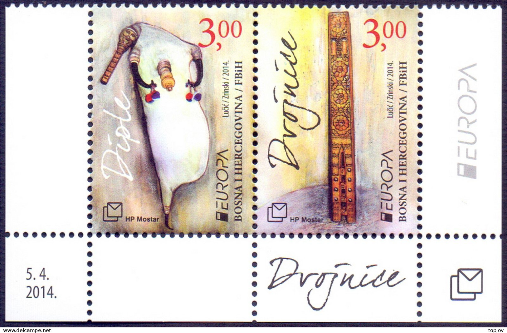 BOSNIA & H.  MOSTAR - EUROPA CEPT - MUSICS INSTRUMENTS  SET - **MNH - 2014 - 2014