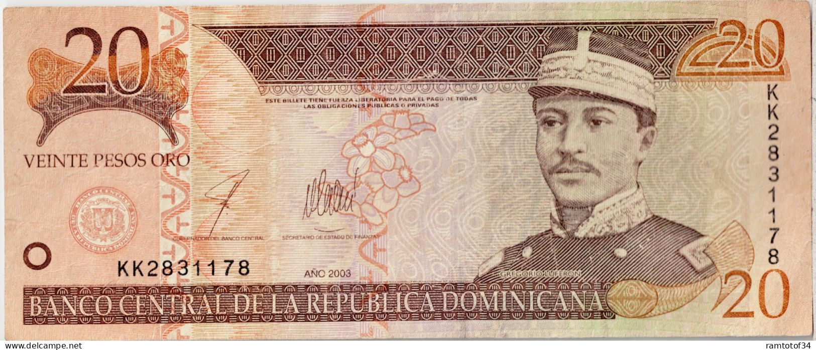 REPUBLIQUE DOMINICAINE - 20 Pesos Oro 2003 (KK2831178) - Dominicaine