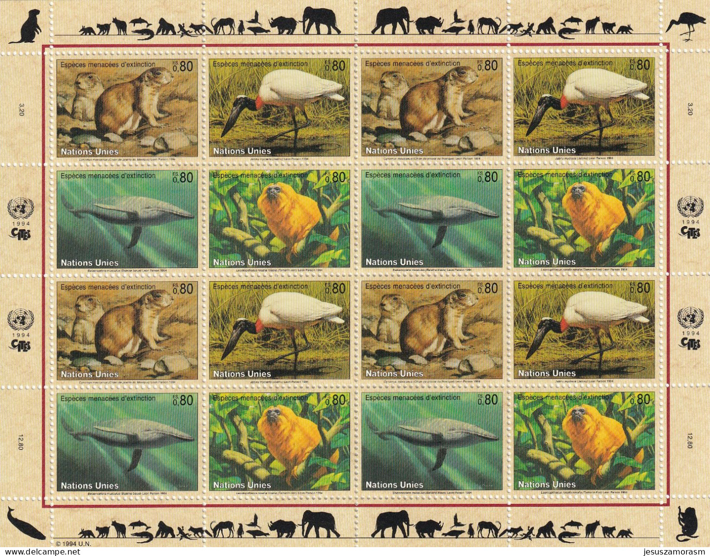 Naciones Unidas Ginebra Nº 265 Al 268 En Hoja De 4 Series - Unused Stamps