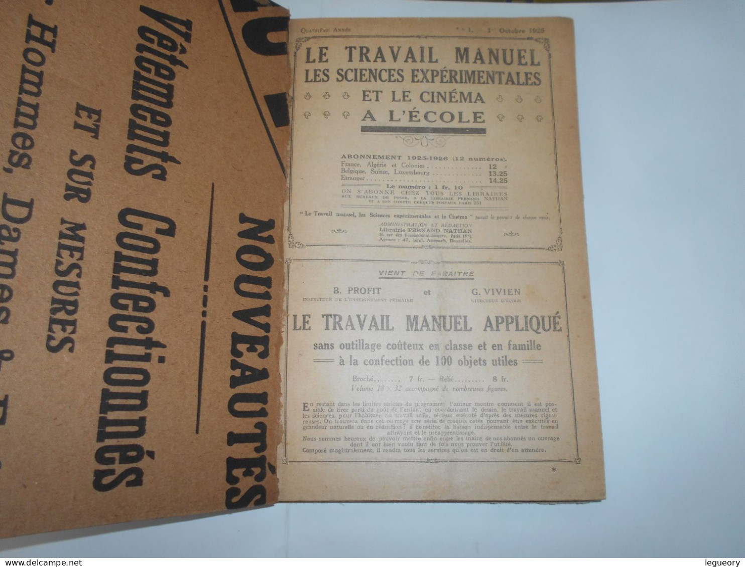 Revue Le Cinema A L'Ecole  Le Travail Manuel Et Les Sciences Experimentales    Année 1923 -1924 - 12-18 Ans