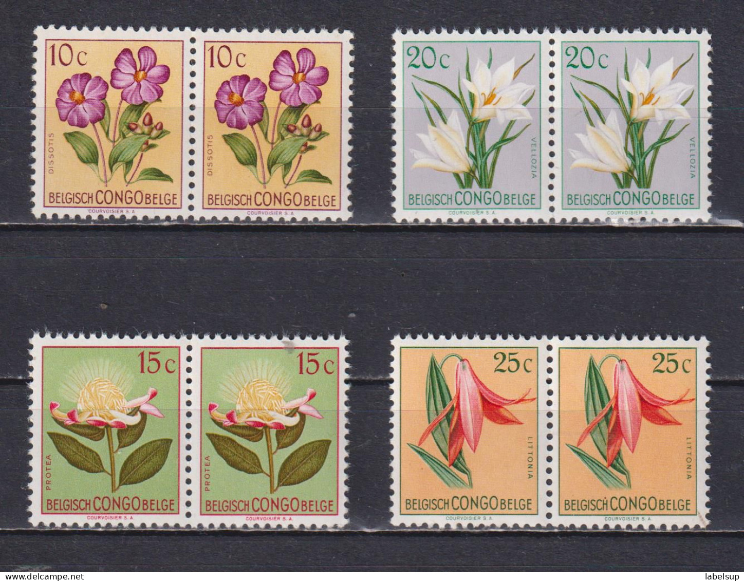 Paires De Timbres Neufs** Du Congo Belge De 1952 Fleurs MNH N° 305 à 308 - Neufs