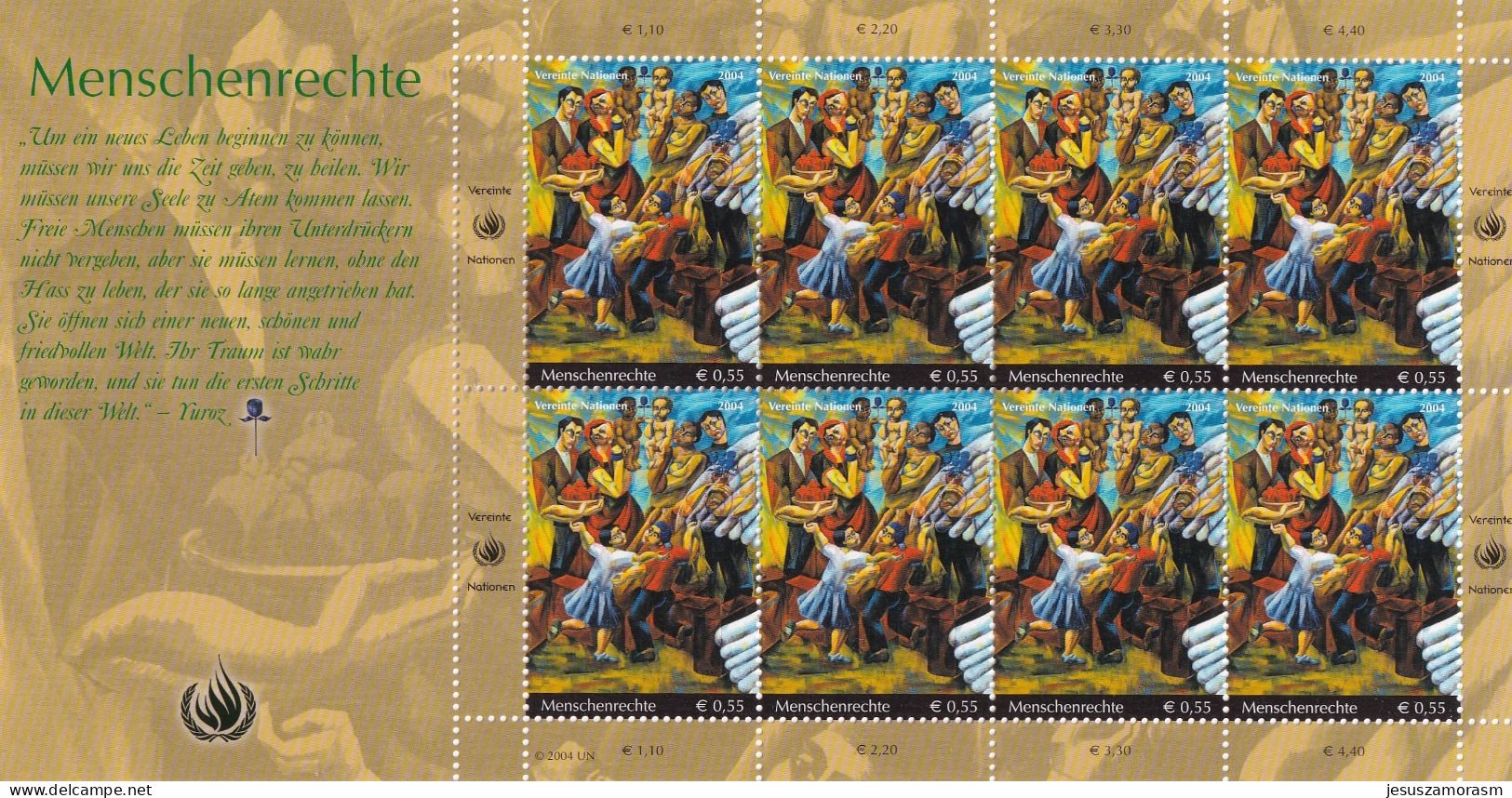Naciones Unidas Viena Nº 442 Al 443 En Hoja De 8 Series - Unused Stamps