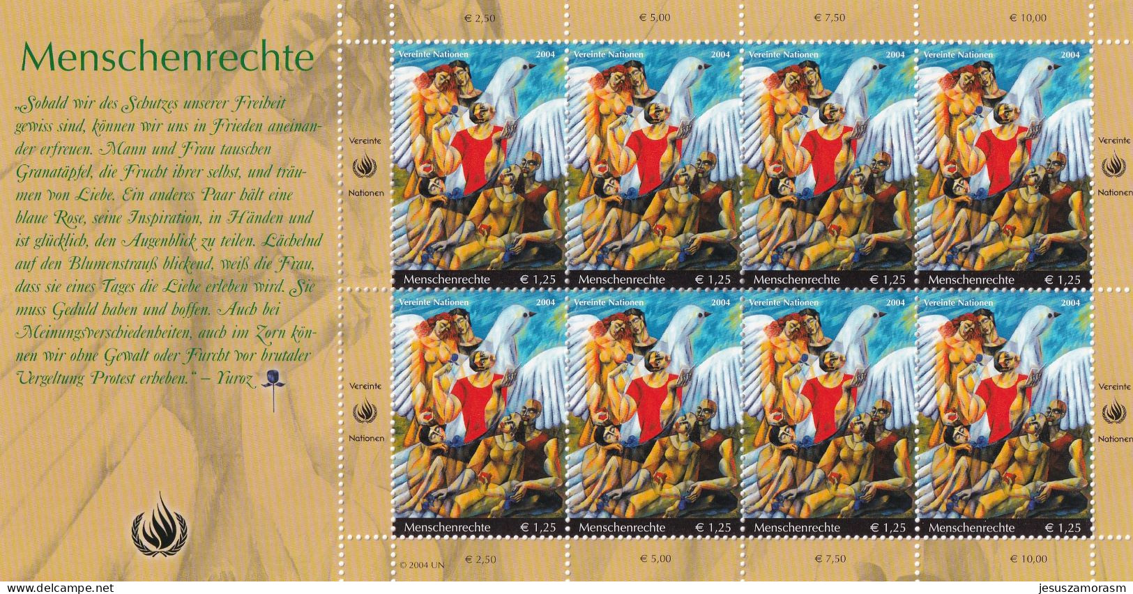 Naciones Unidas Viena Nº 442 Al 443 En Hoja De 8 Series - Unused Stamps