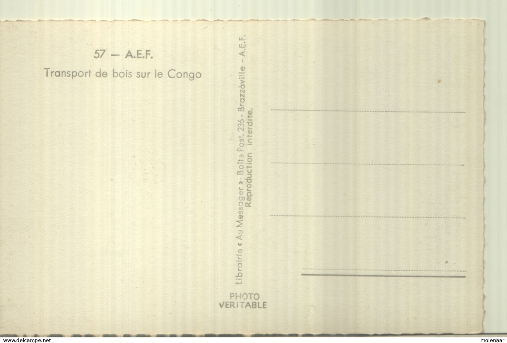 Postkaarten > Afrika > Equatoriaal Guinea Transport De Bois Sur Le Congo (13181) - Äquatorial-Guinea