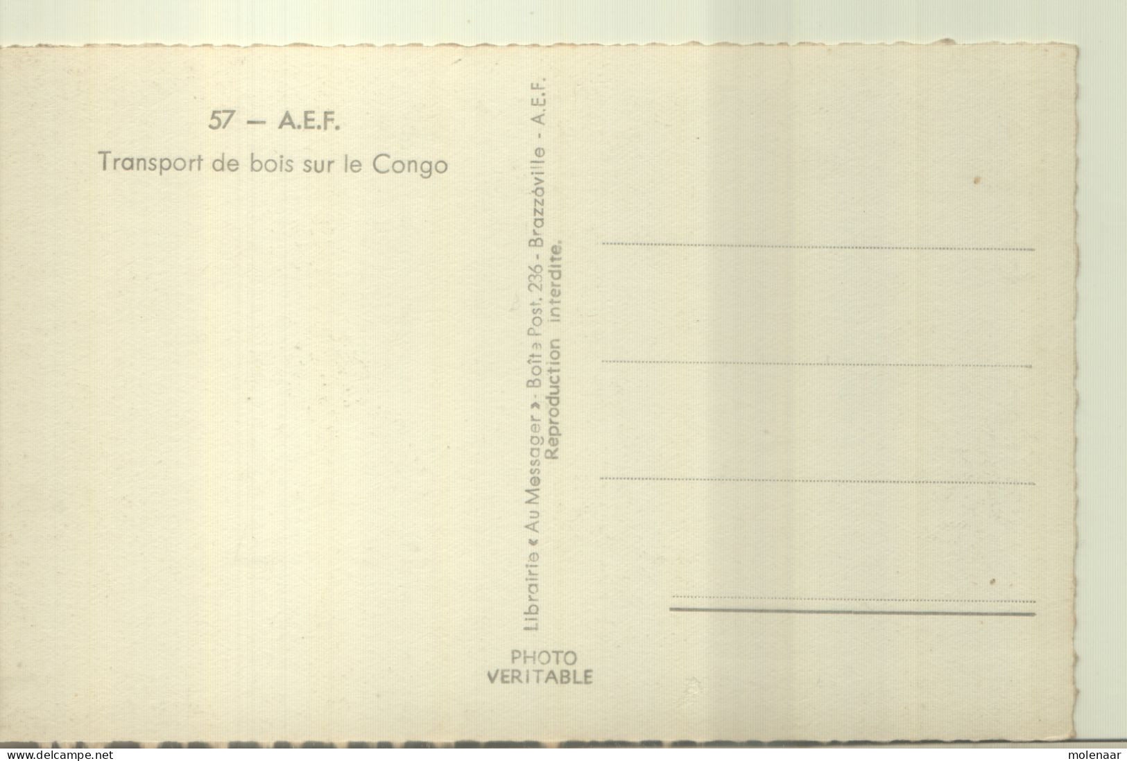 Postkaarten > Afrika > Equatoriaal Guinea Transport De Bois Sur Le Congo (13181) - Equatoriaal Guinea