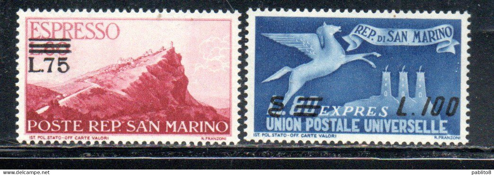 REPUBBLICA DI SAN MARINO 1957 ESPRESSI SPECIAL DELIVERY VIEW ESPRESSO VEDUTA SOPRASTAMPATI SERIE COMPLETA MNH - Sellos De Urgencia