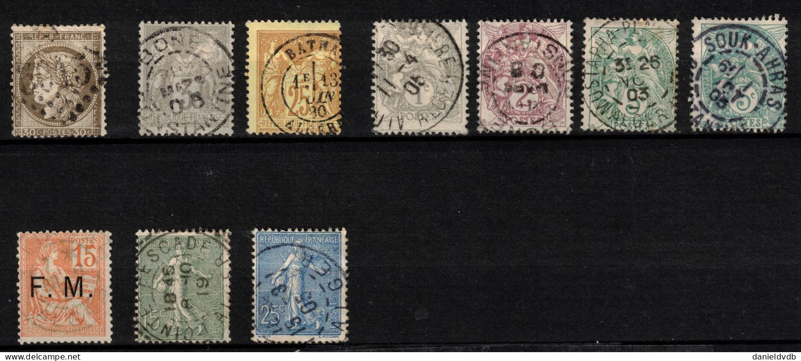 Algérie Française: 10 Timbres Français Oblitérés En Algérie Jusqu'en 1924 - Collections, Lots & Series