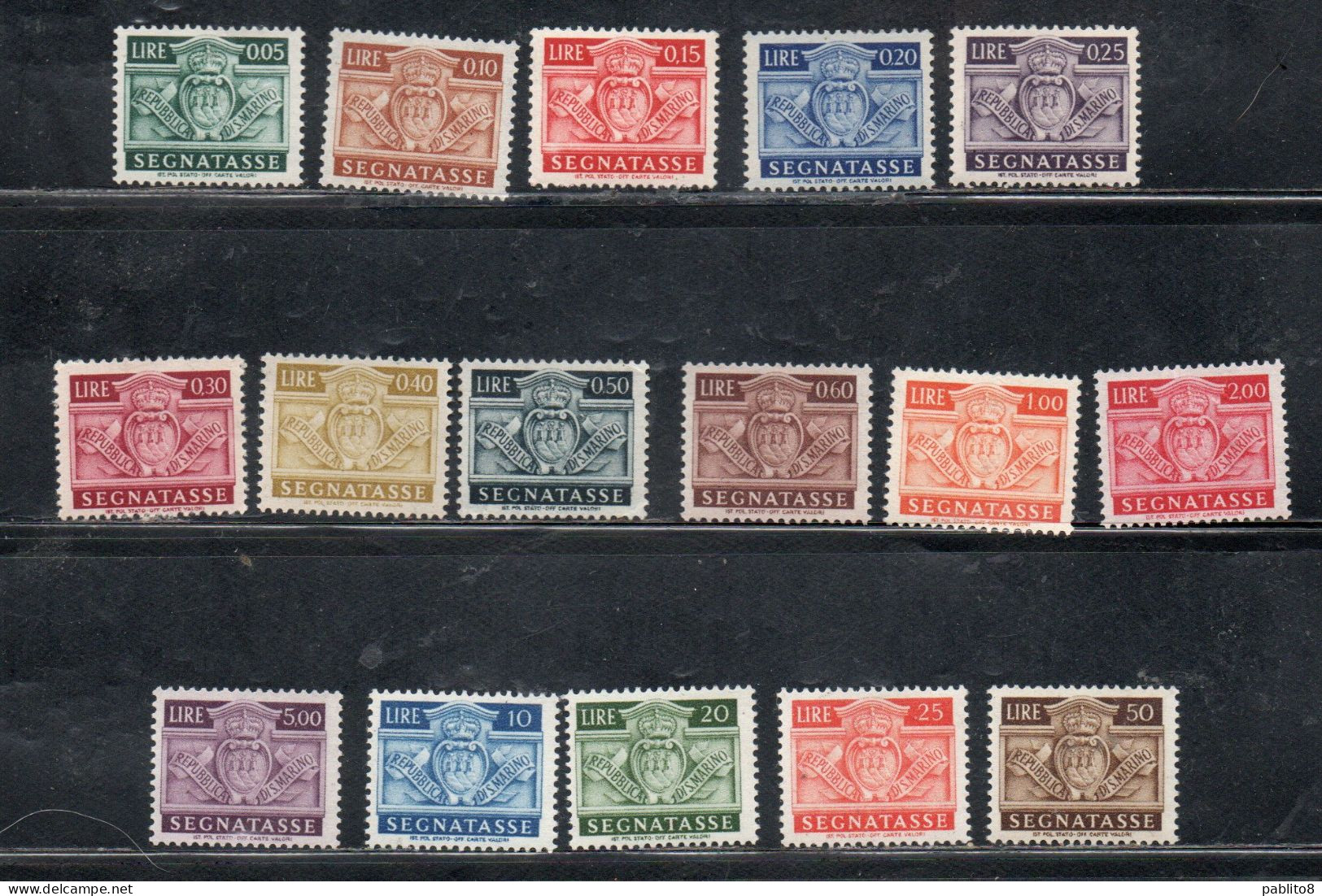 REPUBBLICA DI SAN MARINO 1945 SEGNATASSE POSTAGE DUE TASSE TAXE SERIE COMPLETA MNH - Impuestos